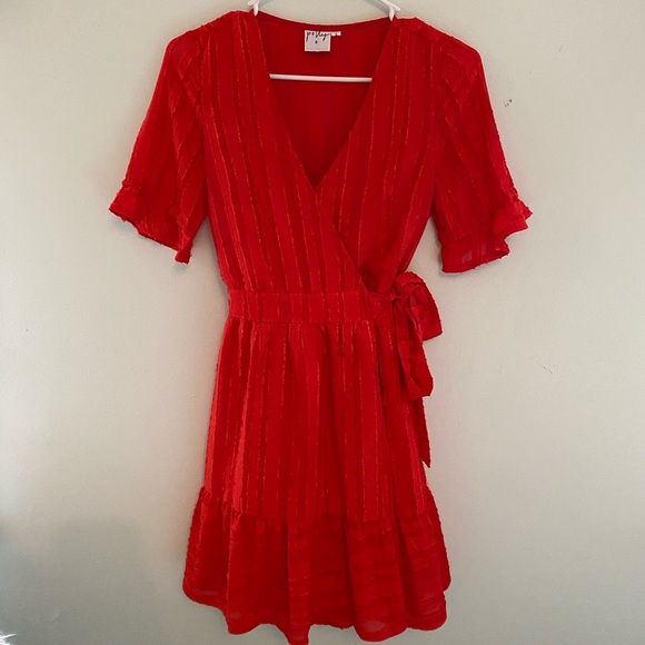 Princess Polly red Mini Wrap Dress - Picture 3 of 5
